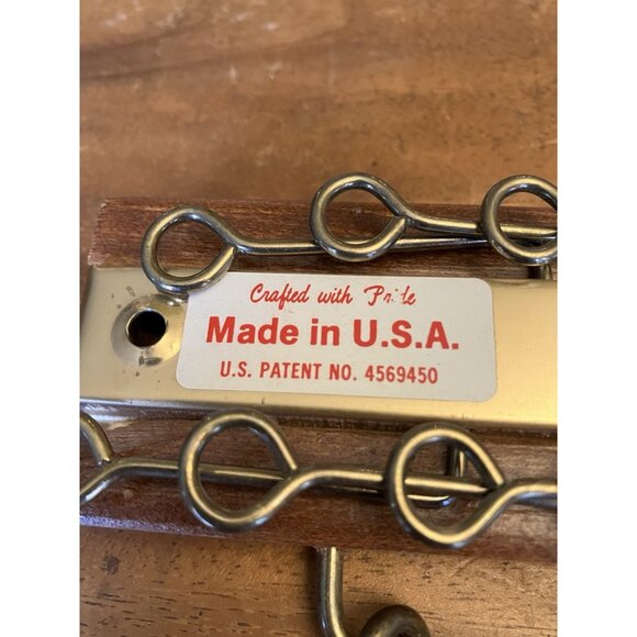 Vintage Wood & Brass Tie Rack Belt Holder Wall Mount Organizer 36 Folding Hooks - Picture 8 of 10